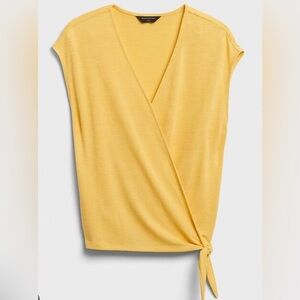 Banana Republic Yellow Wrap Tie Top Luxespun